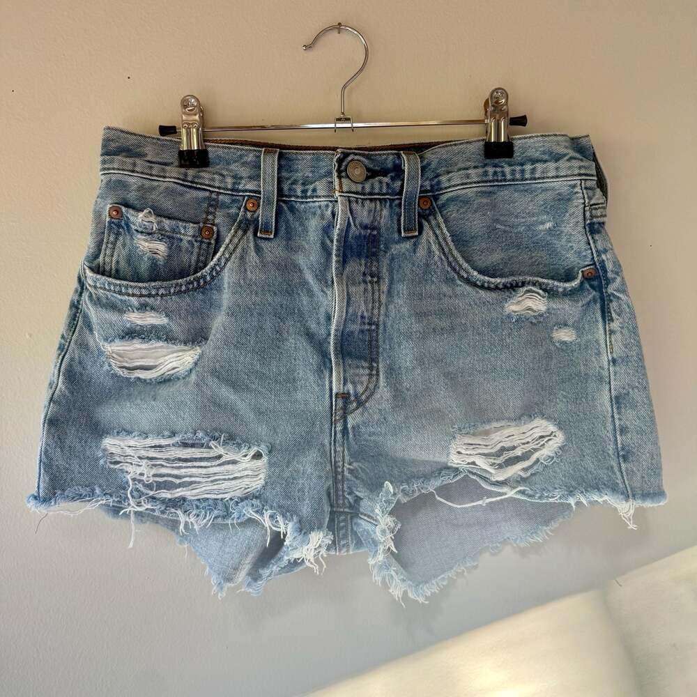 Levi's 501 Original High Rise Distressed Cutoff Denim Shorts